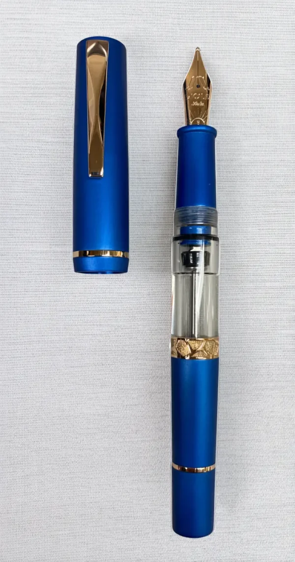 Penna Stilografica Gioia Luminosa Blu Elettrico | Oro Rosa - immagine 2