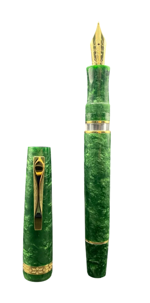 Stilografica Gioia Verde e Oro | Pregiata Resina Italiana - immagine 2