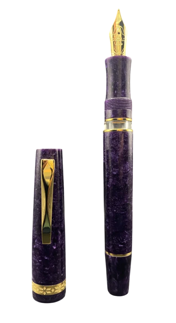 Stilografica Gioia Viola Scuro | Resina Italiana e Oro - immagine 2