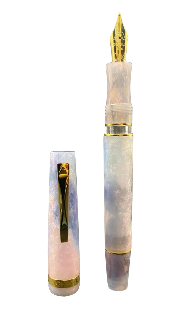 Stilografica Gioia Rosa Chiaro | Resina Italiana e Oro - immagine 2