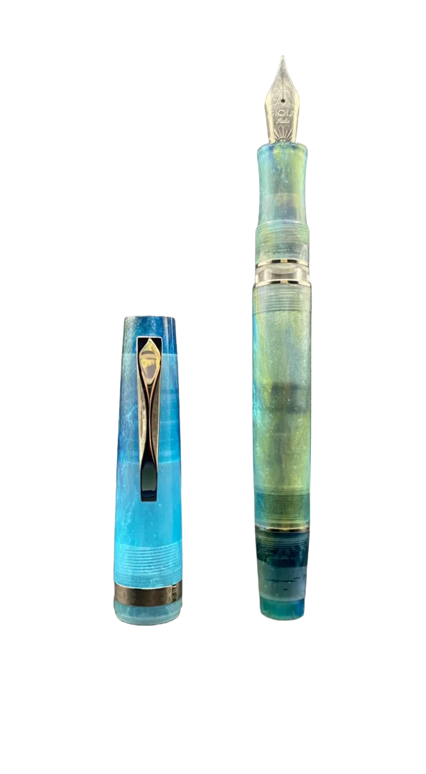Stilografica Gioia Azzurrina | Resina Italiana e Oro - immagine 2