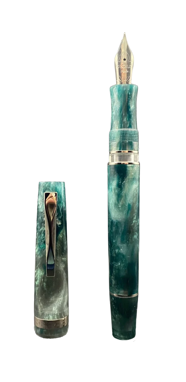Stilografica Gioia Verde Scuro | Resina con Venature Nere - immagine 2