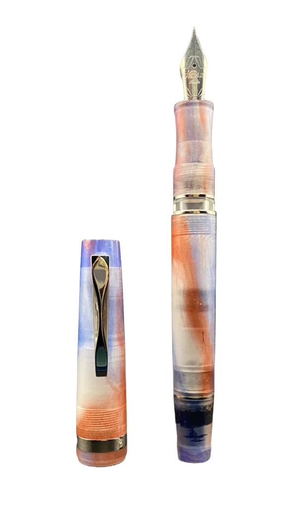 Stilografica Gioia Tramonto | Resina Arancione e Viola - immagine 2